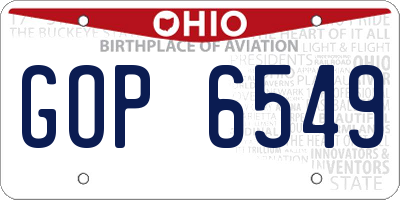 OH license plate GOP6549
