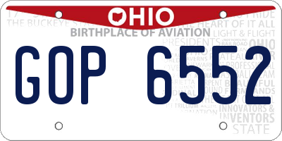 OH license plate GOP6552