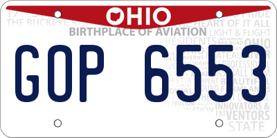 OH license plate GOP6553
