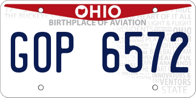 OH license plate GOP6572