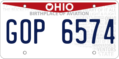 OH license plate GOP6574