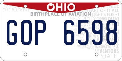 OH license plate GOP6598
