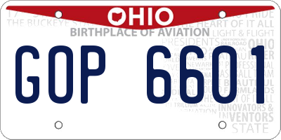 OH license plate GOP6601