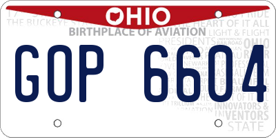 OH license plate GOP6604