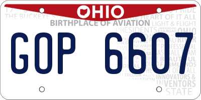 OH license plate GOP6607