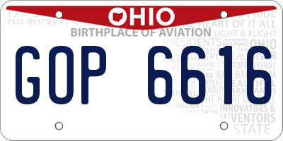 OH license plate GOP6616