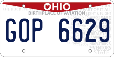OH license plate GOP6629