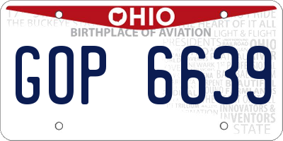 OH license plate GOP6639