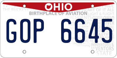 OH license plate GOP6645