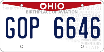 OH license plate GOP6646