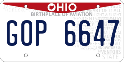 OH license plate GOP6647