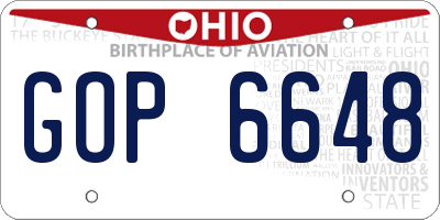 OH license plate GOP6648