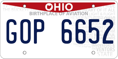 OH license plate GOP6652