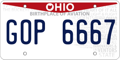 OH license plate GOP6667
