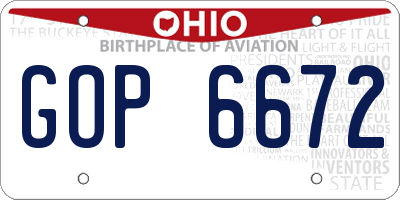 OH license plate GOP6672