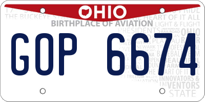 OH license plate GOP6674