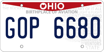 OH license plate GOP6680