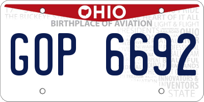 OH license plate GOP6692