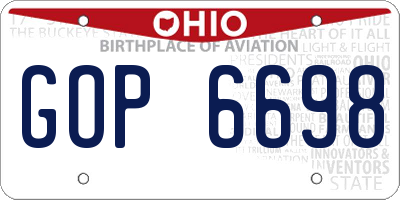 OH license plate GOP6698