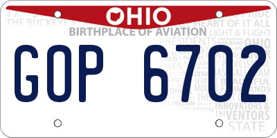 OH license plate GOP6702