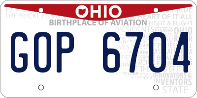 OH license plate GOP6704