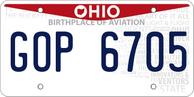 OH license plate GOP6705