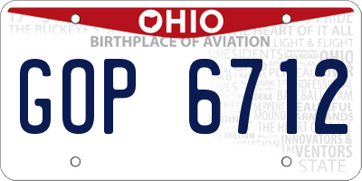 OH license plate GOP6712