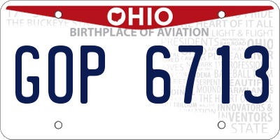 OH license plate GOP6713
