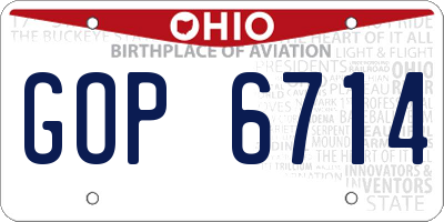 OH license plate GOP6714