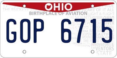 OH license plate GOP6715