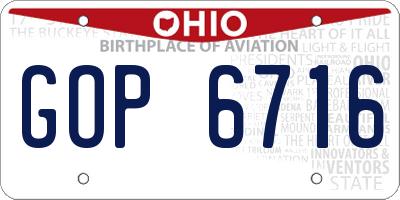 OH license plate GOP6716