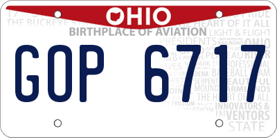 OH license plate GOP6717