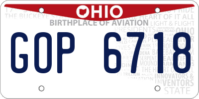 OH license plate GOP6718