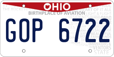 OH license plate GOP6722