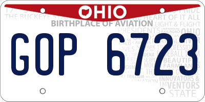 OH license plate GOP6723