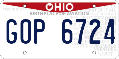 OH license plate GOP6724