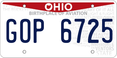OH license plate GOP6725