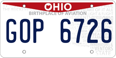 OH license plate GOP6726