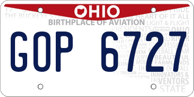 OH license plate GOP6727