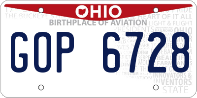OH license plate GOP6728