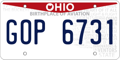 OH license plate GOP6731