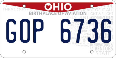 OH license plate GOP6736