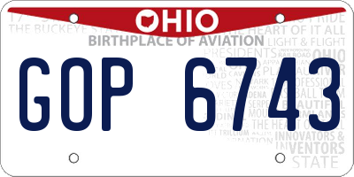 OH license plate GOP6743