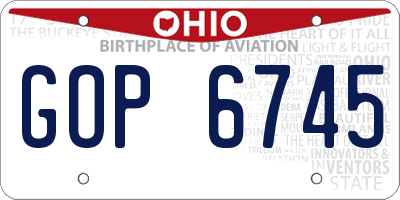 OH license plate GOP6745