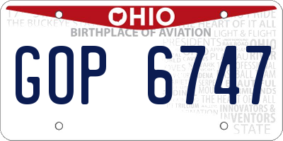 OH license plate GOP6747