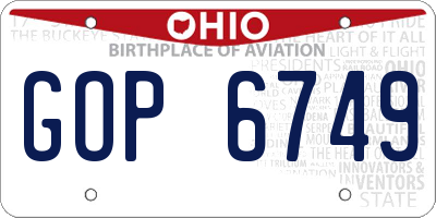 OH license plate GOP6749