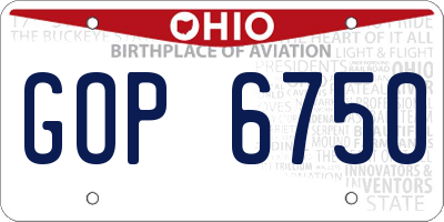 OH license plate GOP6750