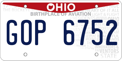 OH license plate GOP6752