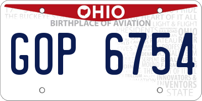 OH license plate GOP6754