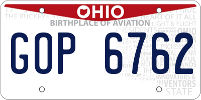 OH license plate GOP6762